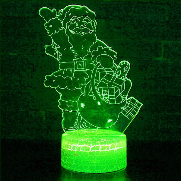 3D Julemand Natlys Bordsklampe Optisk Illusion Lamper 16 Farveskiftende Lys LED Bordlampe Jul Hjem Kærlighed Fødselsdag Børn Legetøj Gave