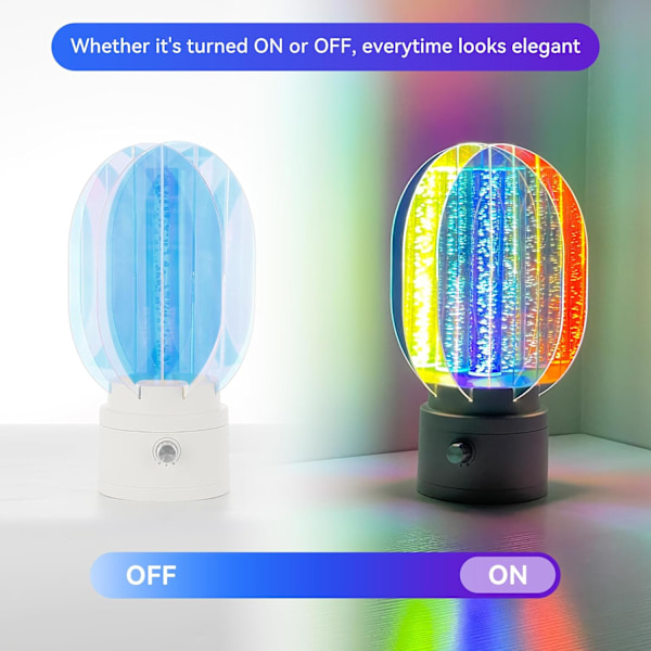 Aurora Bordlampe for Soverom, 360° Roterende RGB Sengelampe Akryl Trådløs Batteridrevet Lampe Dimbar Nattbordlampe