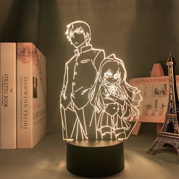 Akryl LED-lys Anime Toradora Taiga Aisaka Figur nattlys RGB 16 farger berøring med fjernkontroll soveromsdekor 3D optisk illusjon