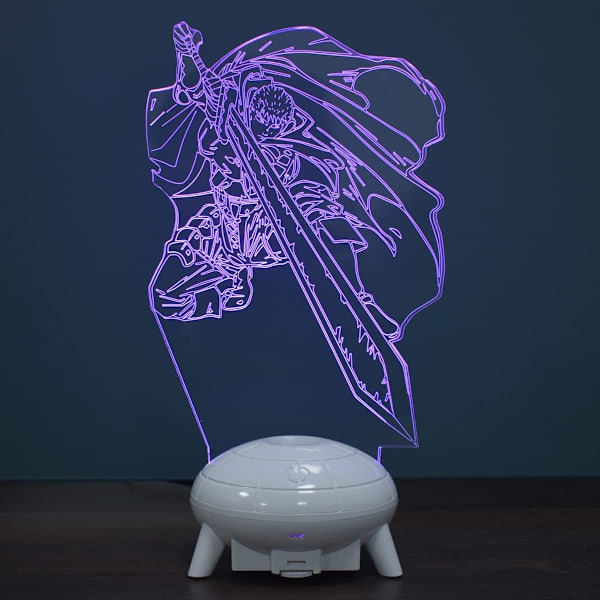 Berserk Guts Figur 3D Anime Lampe Fjernbetjening Berøringsdæmpbar LED Natlys 16 Farver med Illusion Bordskrivebordslampe Perfekte Gaver til Børn