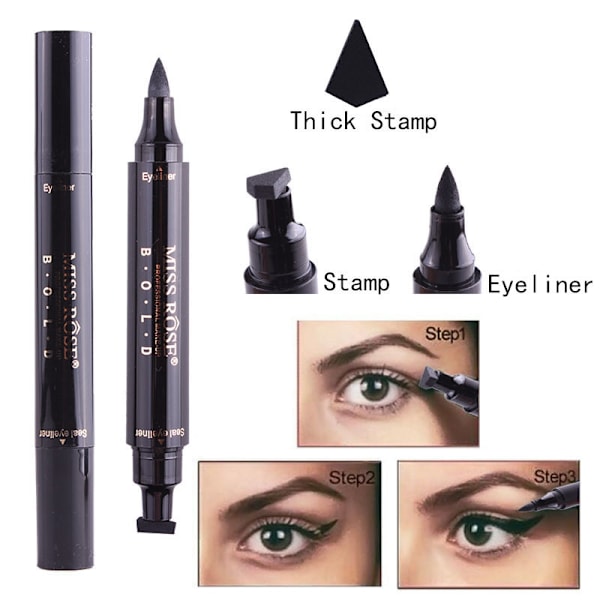 Eyeliner-leimasin - 2 eyeliner-kynää täydelliseen siivekkääseen kissansilmään - vedenpitävä, tahraamaton, pitkäkestoinen meikkineste eyeliner