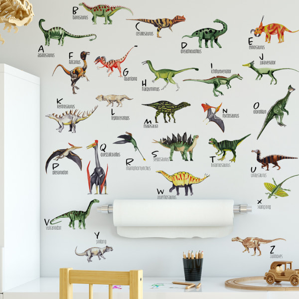 Dinosaurie-väggdekaler för barnrum, avtagbara dinosaurie-dekorationsklistermärken för pojkar, flickor och barns sovrum