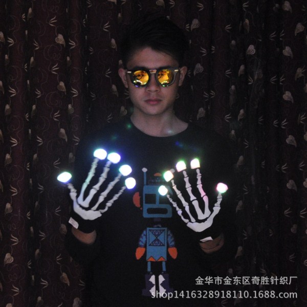 Gloves new night riding warning reflective luminous gloves bar street dance hand shadow dance performance fluorescent gloves (Ghost Claw Number One)