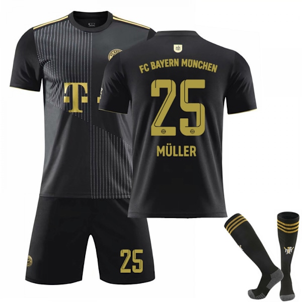 21-22 Bayern Away Black Kids Adults Football Soccer Jersey Trainin Jersey Suit No.25 MULLER M