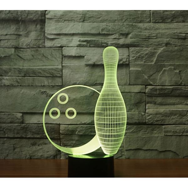 3D Bowling Fjärrkontroll 16 Färger Nattlampor Illusion Akryl LED Bord Sängbordlampa Barn Sovrum Skrivbordsdekoration Födelsedagspresenter Leksak för Barn