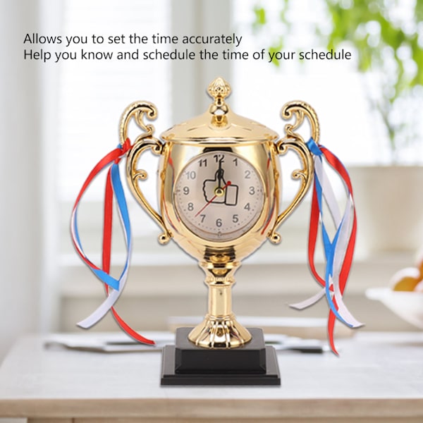 Retro klocka Livsliknande trofémodell Dekorativ liten skrivbordsväckarklocka för sovsal Sovrum Vardagsrum Gold