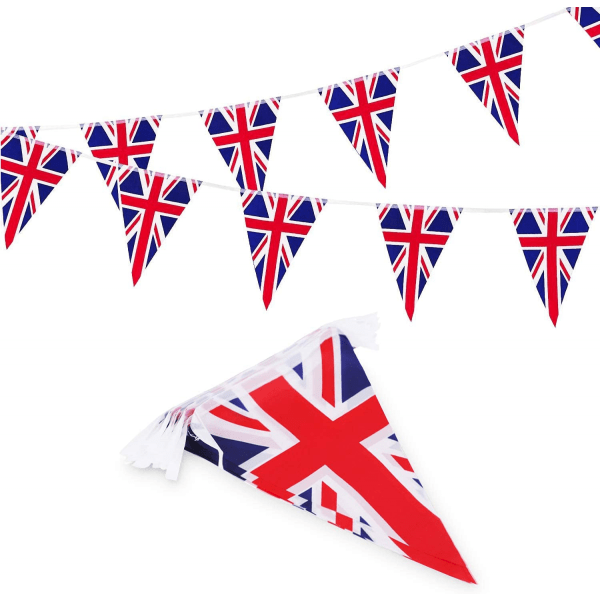 Union Jack Bunting Flagga England Triangel Vimplar Små snöre Mini Office Bar Trädgård Bröllop Baby Shower Födelsedagsfester 15 st.