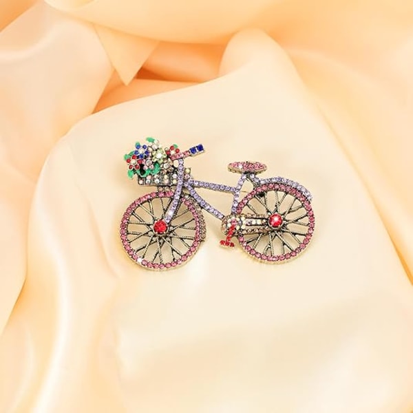 Kristalli Rhinestone Luova Polkupyörä Rintakoru Naisille Retro Tyylikäs Käsintehty Punainen Rintakoru Klassinen Häät Muoti Korut A red