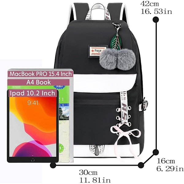 Asge Ryggsäck för Flickor Barn Skolväska Barn Bokväska Kvinnor Casual Daypack