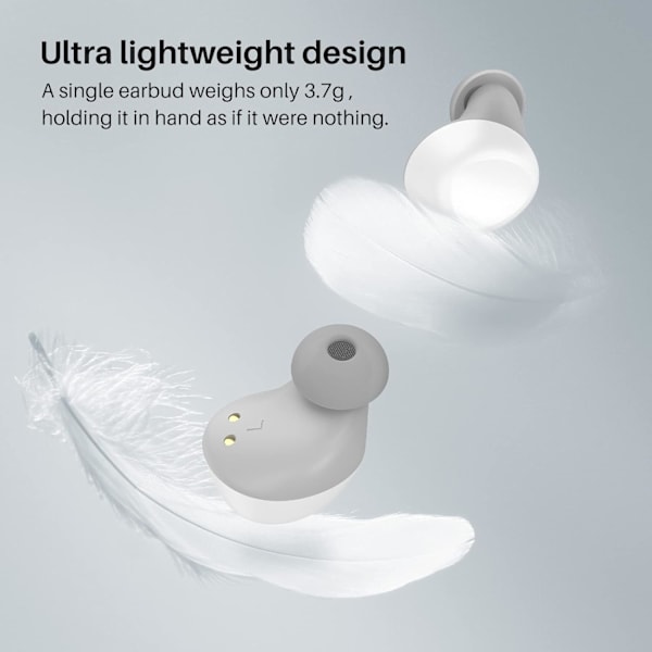 A1 Mini trådløse ørepropper Bluetooth 5.3 i øret Lettvekt hodetelefoner Innebygd mikrofon, IPX5 Vanntett, Immersive Premium Sound Langdistanse Con White