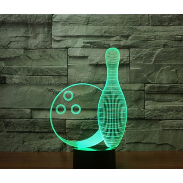 3D Bowling Fjärrkontroll 16 Färger Nattlampor Illusion Akryl LED Bord Sängbordlampa Barn Sovrum Skrivbordsdekoration Födelsedagspresenter Leksak för Barn