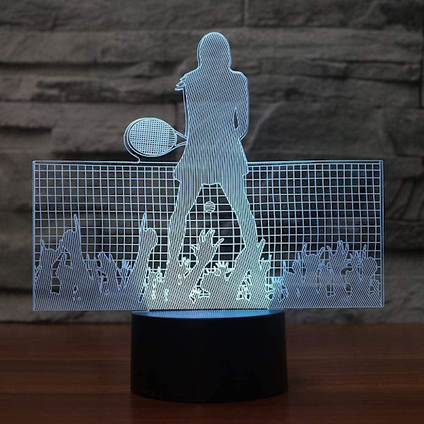 3D Tennis Fjernbetjening 16 Farve Natlys Illusion Akryl LED Bord Sengelampe Børneværelse Skrivebords Dekoration Fødselsdagsgaver Legetøj til Børn