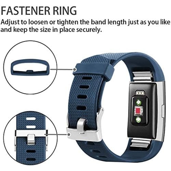 Älykäs kello, rannekorun vaihtohihna yhteensopiva Fitbit charge 2:n kanssa, klassinen ja erikois säädettävä urheilurannekkeet（Tummansininen-L）