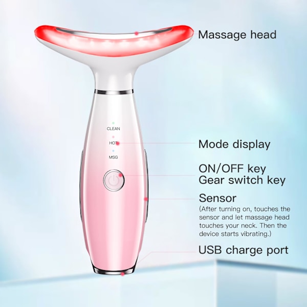 3-i-1 ansigtsmassager, nakke-ansigtsmassager, hudpleje ansigtsmassageværktøj, ansigtsformningsværktøj med termisk, vibration
