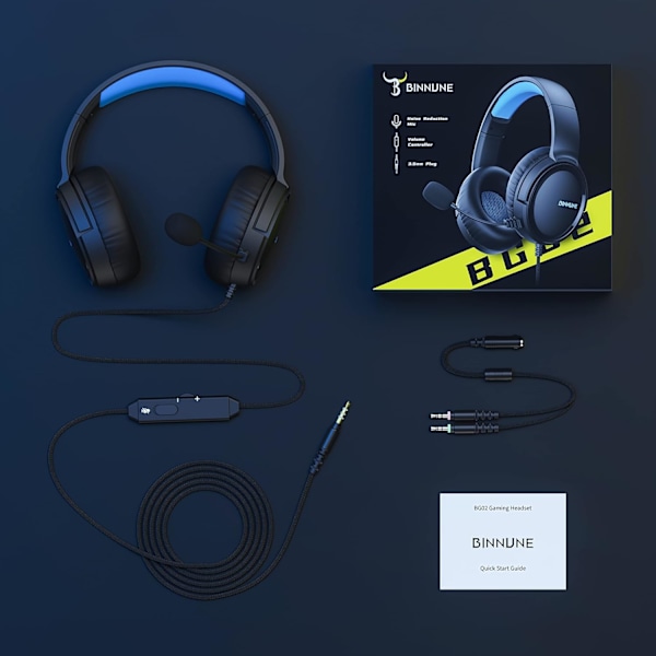 Gaming Headset med mikrofon för PS4 PS5 Xbox Series X|S Xbox One PC Switch, Trådbundna Audifonos Gamer Hörlurar med Mikrofon Playstation 4|5 Xbox 1 Blue