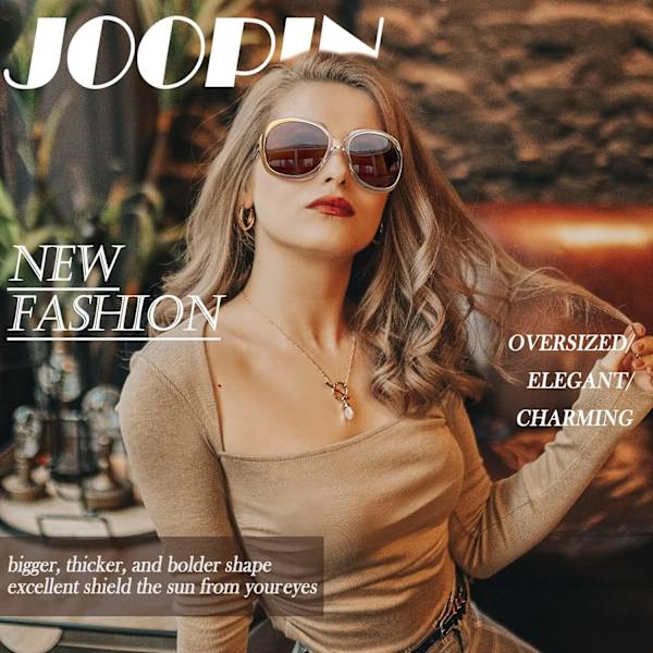 Polariserade solglasögon dam trendiga överdimensionerade stora körsolglasögon damer UV-skyddande stora solglasögon champagne Brown