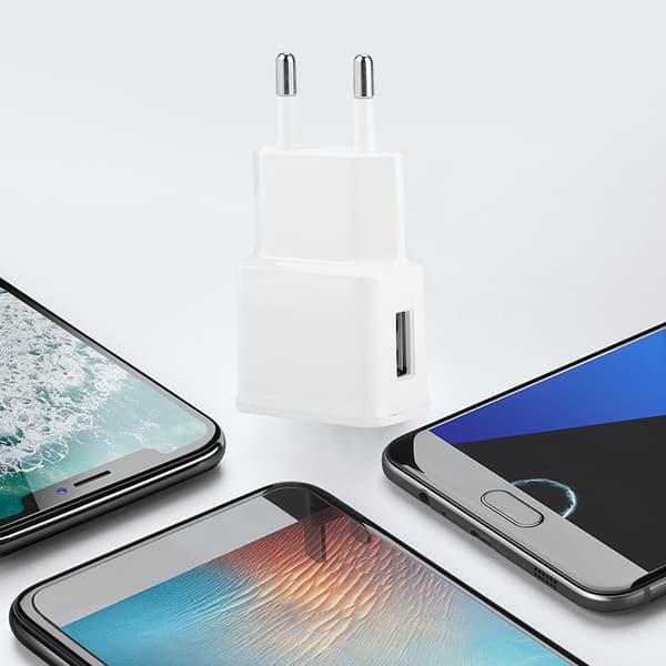 Mini strømadapterplugg hvit enkeltport USB vegg hurtigladerplugg
