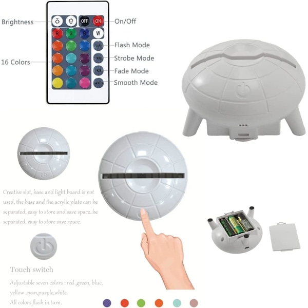 3D Optisk Illusion Bil Nattlampa, 3D Billampa 16 Färgvariationer, Smart Touch-knapp USB och Batteridrift, Fantastisk Kreativ Konstruerad Design