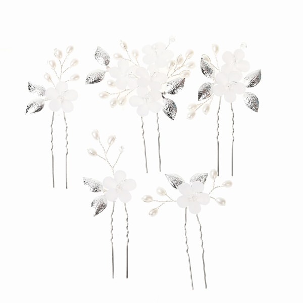 Bröllops Hårklämmor med Bröllopsblommor Kristall Bröllops Hårklämmor Pärla Blommigt Huvudbonad för Kvinnor och Flickor Pack med 5