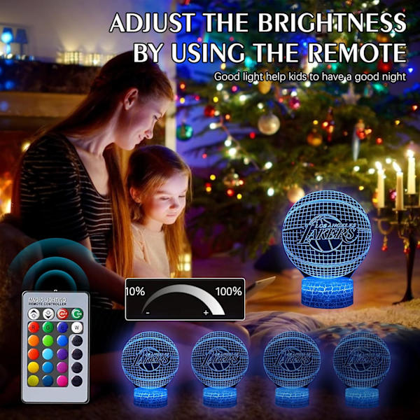 3D Optisk Illusions Nattlys 7 Farger Smart Skiftende Lys Bordlampe Gaver til Fans, Basketballelskere, Bursdagsgave