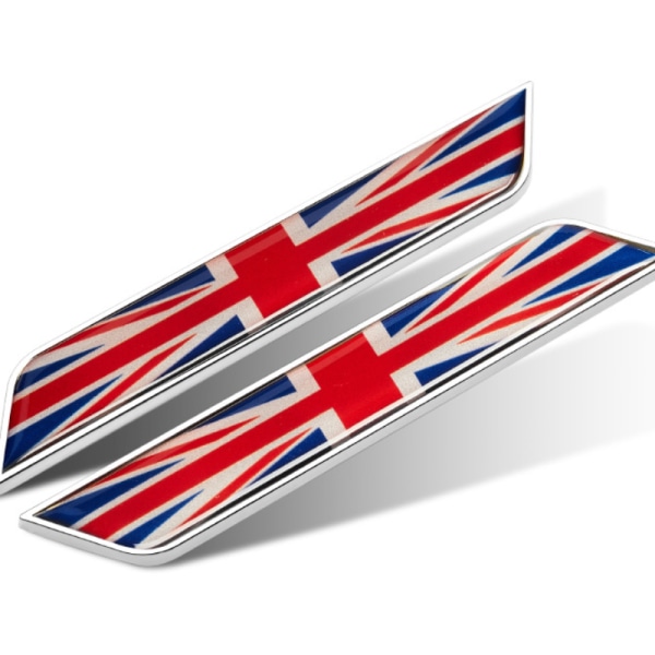 Bilflagga sidoetikett bildekal tysk italiensk bladplåt i metall 3d tredimensionell kreativt skrapblocksdekal（Union Jack (silver)）