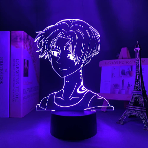 3D Lampe Anime Mikey Figur Led Nattelys for Gutterom Dekor Berøring 7 Farger Fjernkontroll 16 Fargeendringer Nattelykter Manjiro Sano Barn Gave