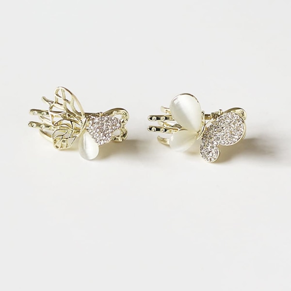 Elegant og Stilfuld Ekstravagant Butterfly Lille Hårklemme Clips Barrettes, Lavet af Opal, Rhinesten og Legering, Specielt Designet til Kvinder (2 stk)