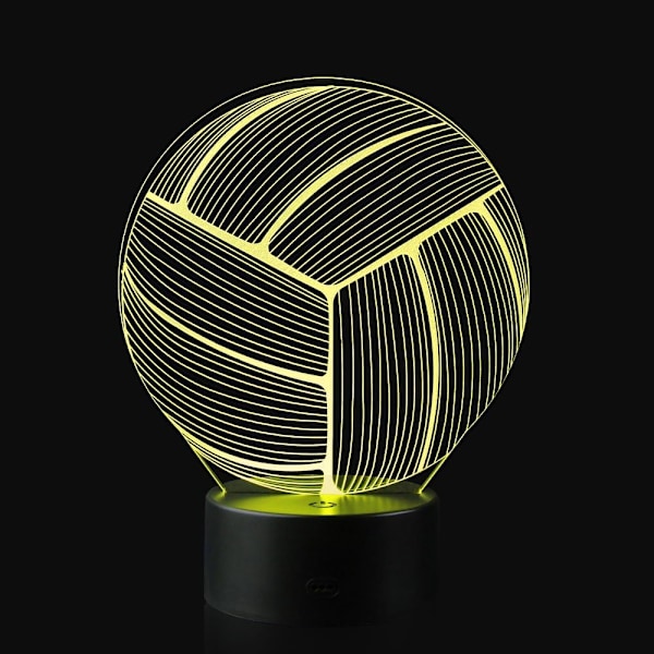 3D Illusions Volleyball nattlampe med 16 fargeendringer, berøringsfølsom svart base, strømforsyning via AA-batterier, bursdagsgave til gutter og jenter