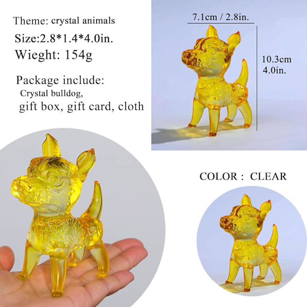 Krystal Fransk Bulldog Gave til Kvinder - Glas Engelsk Bulldog Figurer Ting Gave til Bulldog Elskere Fransk Bulldog Dekoration Statue