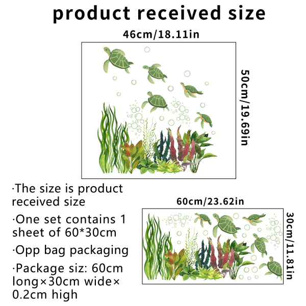 Väggdekaler i vinyl med havssköldpadda, badrumsdekorationer, undervattensmotiv, dekaler för hem, kontor, vardagsrum, vägg, badrum, toalett
