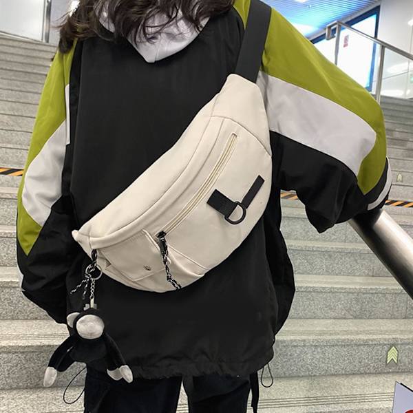Herr Slungväska Fashionable Casual Nylon Herr Axelväska med Gorilla Hänge för Fest Arbete Resor Utomhus Dagligen  Fri Storlek White