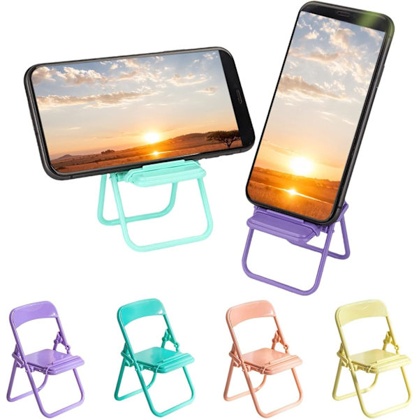 Prime Lightning Deals Today Mini Fällbar Stol Mobiltelefon Stativ Skrivbord Fällbar Candy Färg Mobiltelefon Hållare Fällbar Stol Vagga för Skrivbord Telefon Green
