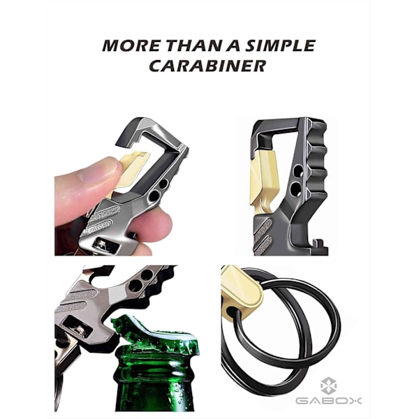 2 stk. nøglering EDC nøglering nøglering flaskeåbner auto nøgleholder taktisk karabinhage nøgleringe med klip Llaveros de Hombre Porte-Clés gave f 2Black