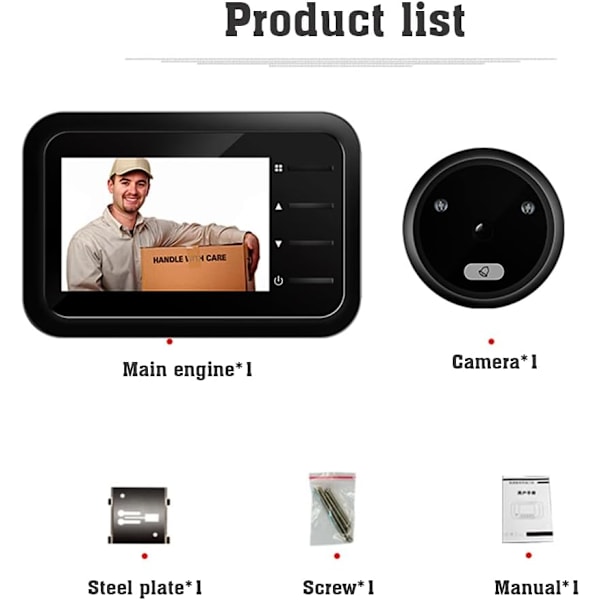 2,4-tums LCD-skärm WiFi Digital Video Dörrklocka Trådlös Monitor Dörrvisare Tittöga Kamerakit med Nattvision/Foto, etc