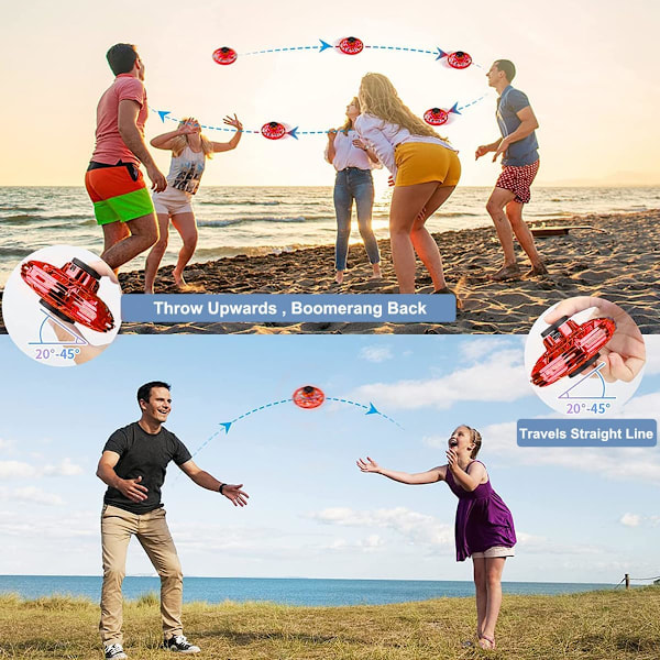 Fidget Spinner Flygleksaker, Mini Fly UFO Handstyrd Boomerang Drone, Coola Prylar Gadgets Presenter för Barn Pojkar Flickor Tonåringar Inomhus Utomhus Red