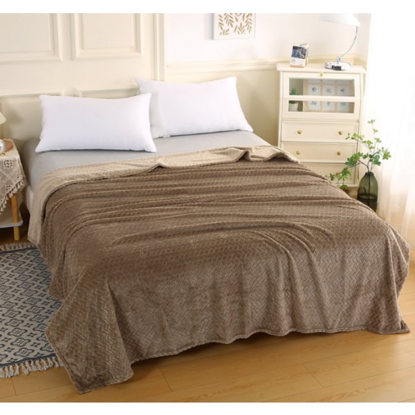 Fleece-tæppe til sofa, blødt flanelstæppe, let og blødt tæppe til sofa, seng og kontor khaki 100*150 CM