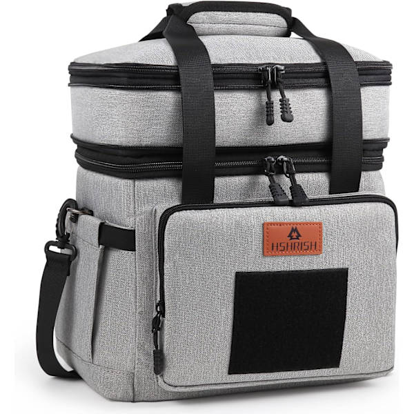 Lunchlåda för män, kvinnor Dubbeldäck Heavy Duty Storisolerad Taktisk Lunchväska Hållbar kylväska med axelrem för vuxna Arbets Picknick Roa Gray 15L
