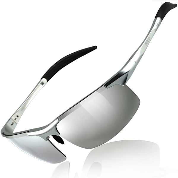 Polariserade solglasögon för män med UV-skydd - 8177s Silver Frame Mirror
