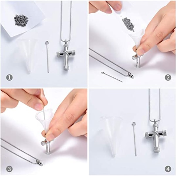 AVEKI Reb Winding Cross Cremation Ashes Urn Pendant Halskæde Minde Keepsake Smykker Herrens Bøn Cross Ashes Halskæder, Sølv