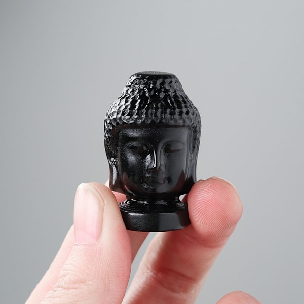 Läkande svart obsidian Buddha-statyett, handskuren Buddha-staty för heminredning Reiki-meditation Yoga