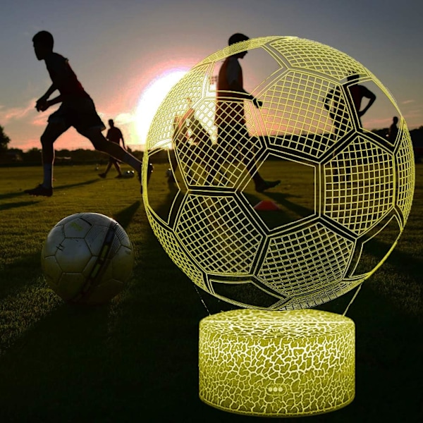 3D Fotboll Nattlampa Illusion LED Lampor Fjärrkontroll USB-driven RGB Färger Bytbara Gåvor för Pojkar Fotbollsälskare för Födelsedag Jul (S