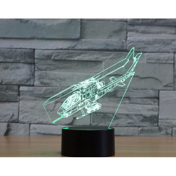 3D Helikopter Fjärrkontroll 16 Färger Nattlampor Illusion Akryl LED Bord Sänglampa Barn Sovrum Skrivbords Dekoration Födelsedagspresenter Leksak för Barn