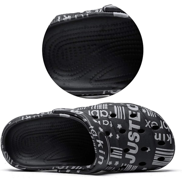 Trädgårdsskor för män och kvinnor, sommarsandaler, lätta, halkfria promenadskor, unisex, vuxna, träskor för pool, strand, trädgård, dusch Black 9.75inch 7 Women/6 Men