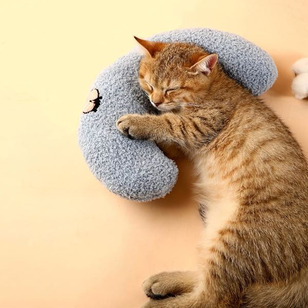 Lille pude til katte, ultra blød og fluffy kæledyr beroligende legetøj halv donut cuddler til led lindring sove forbedre maskinvaskbar