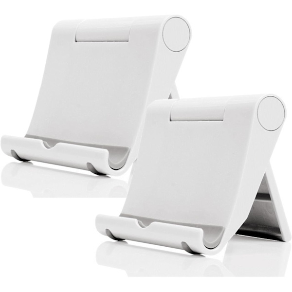 Mobiltelefonhållare för skrivbord 2-pack Mobiltelefonhållare Skrivbordsställ för surfplatta, Fällbar telefonhållare Universellt justerbart surfplattaställ för skrivbord White 2 PCS