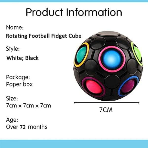 Roterande stress regnbågsboll Infinity Relief Spinner Fidget Toy för vuxna Barn Pedagogiskt Magic Cube Puzzle (svart)