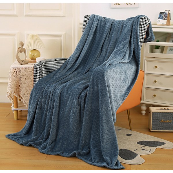 Fleece tæppe til sofa, blødt flanel tæppe, letvægts fuzzy tæpper til sofa seng kontor blue 100*150 CM