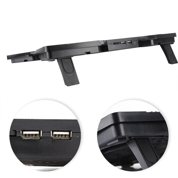 USB 4 fläktar bärbar dator kylplatta bas för 10-17 tums bärbar dator (svart)