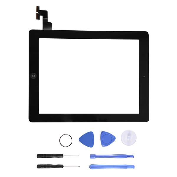 Skærmglasmontering Digitizer Udskiftning Reparer Revnet til IPad2 A1395/A1396/A1397 Sort