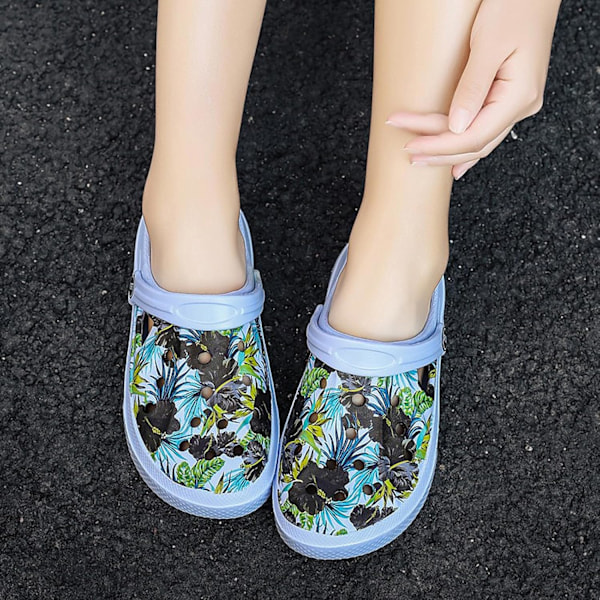 Kvindernes Have Clogs Sko Casual Slipper Strand Sandaler Anti-Slip Pool Vandsko Hjemmesko Sommer Fodtøj Blue 10.5inch 7 Women/6 Men